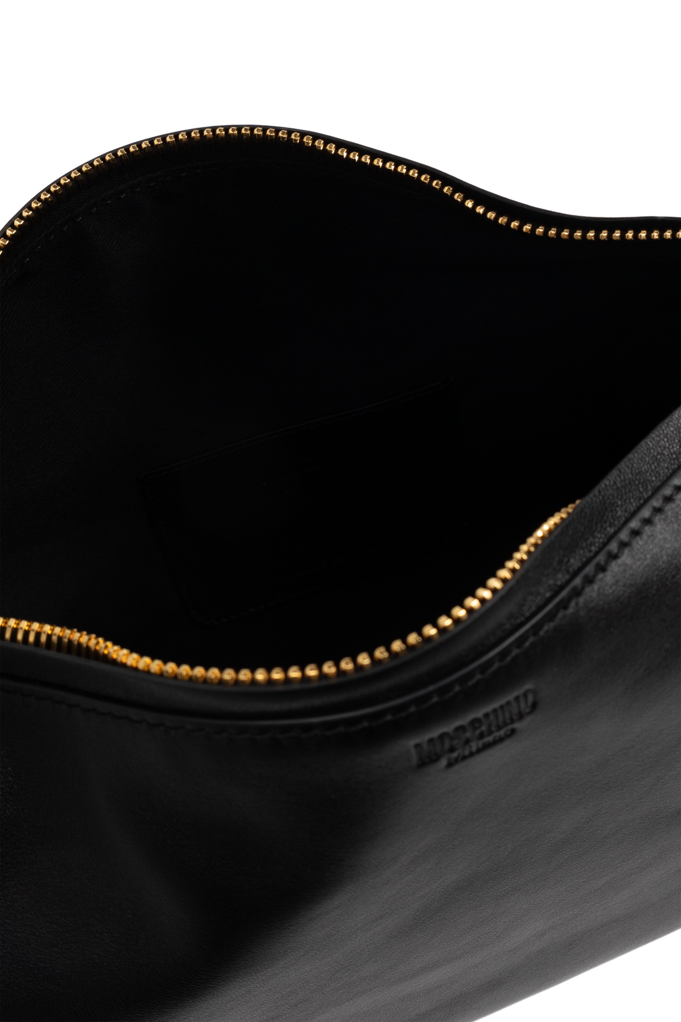 Moschino Slouchy Leather Shoulder Bag In Black