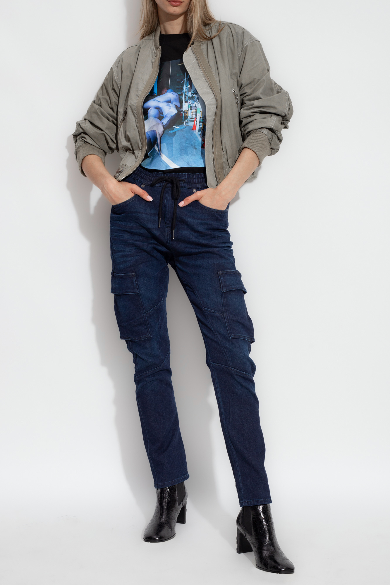 Shop Diesel D-ursy Track Slim-cut Jeans In Black