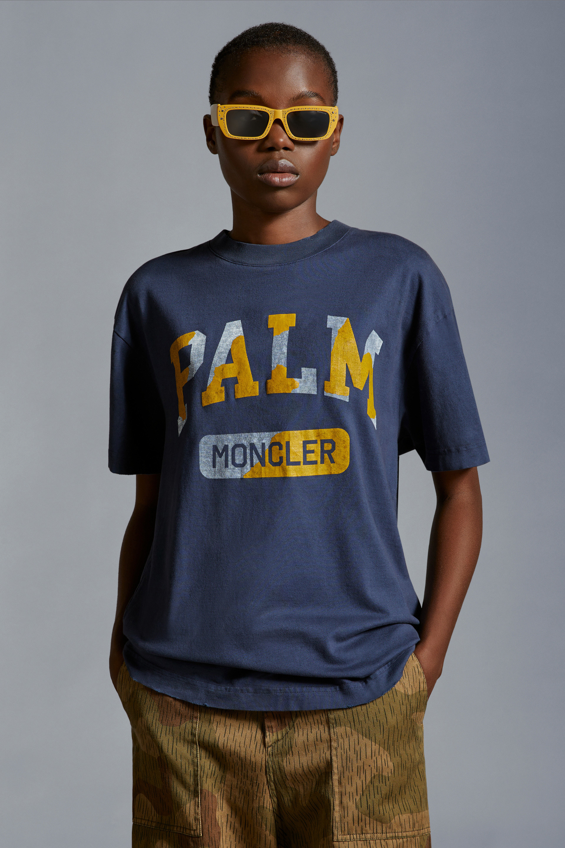 Moncler X Palm Angels Logo Logo Short-sleeved T-shirt In Black