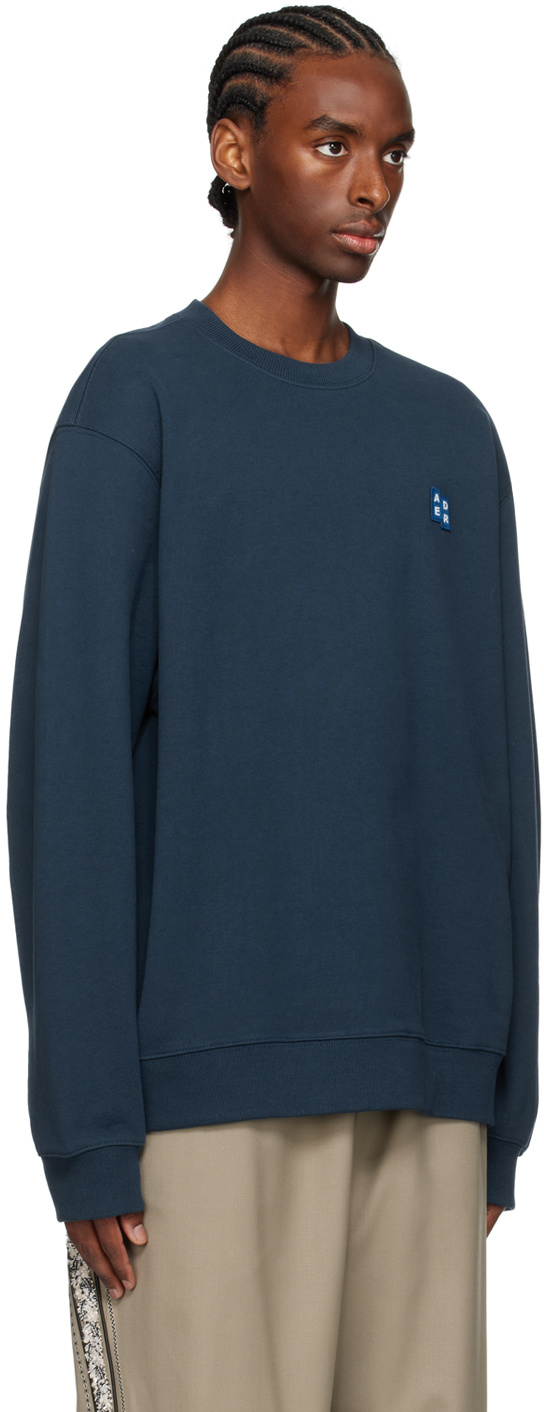 Ader Error Round Neck Hoodie In Blue