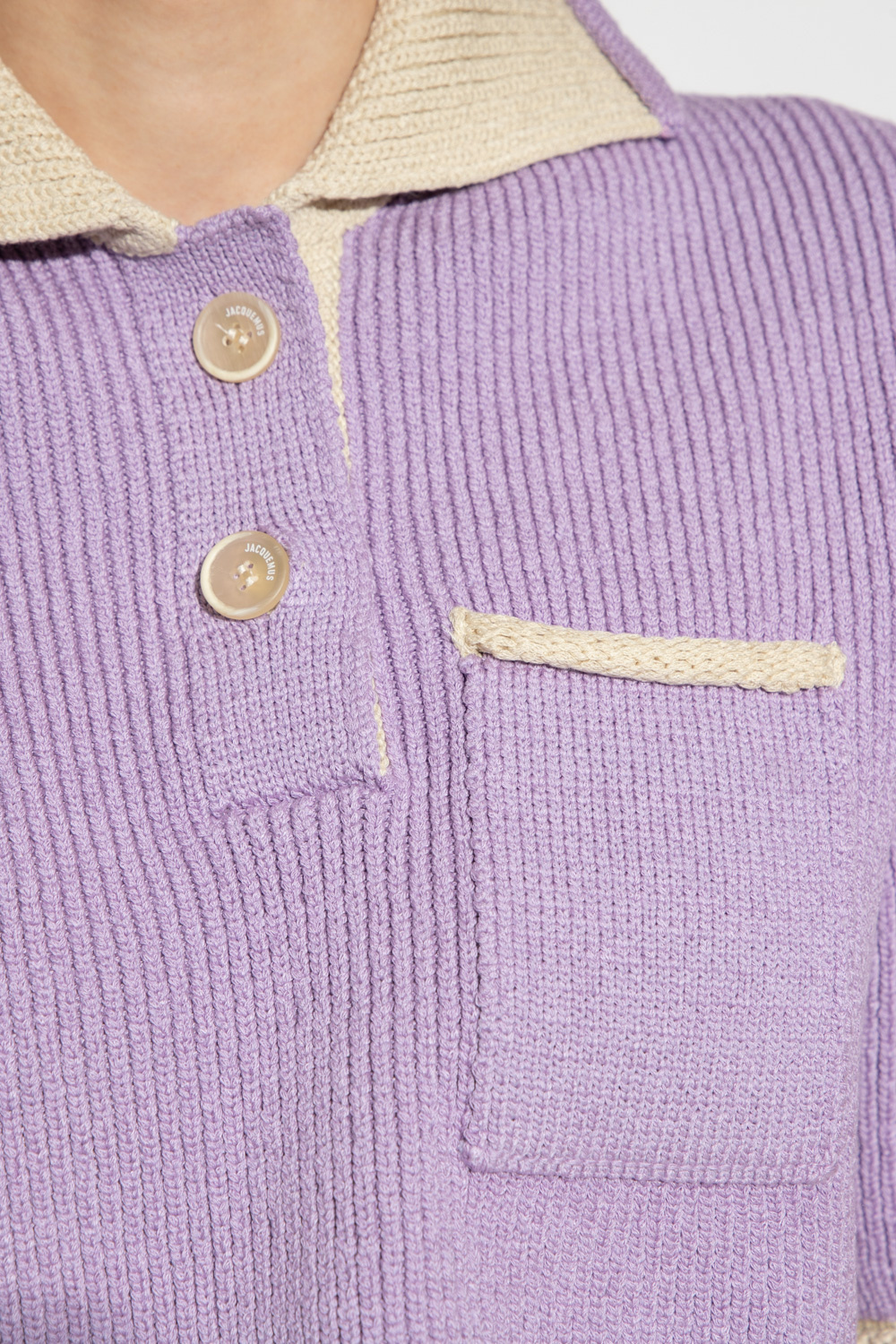 Jacquemus Le Polo Ribbed Knit Top In Purple
