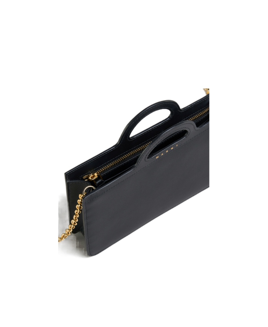 Marni Chain-link Strap Leather Bag In Black
