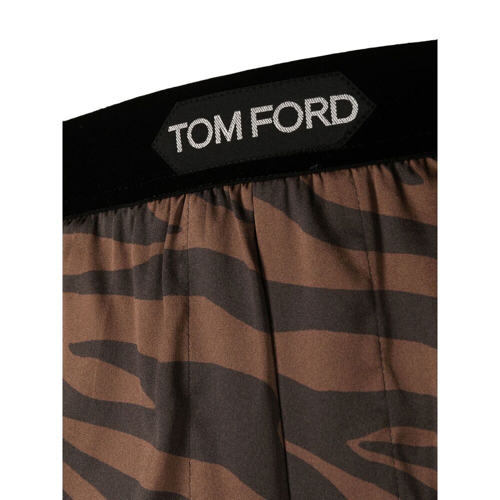 Tom Ford Zebra-print Silk Boxer Short In Brown