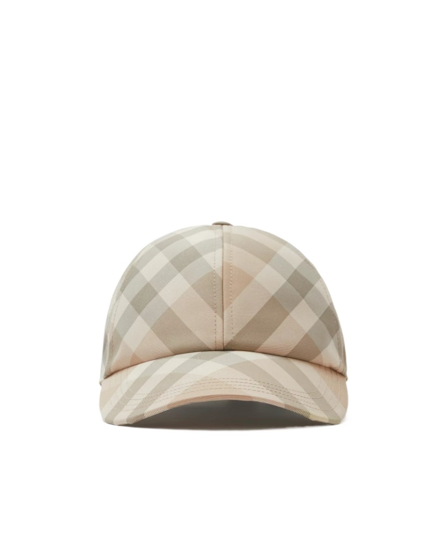 Burberry Check-pattern Eyelet-detailing Cap In Nude