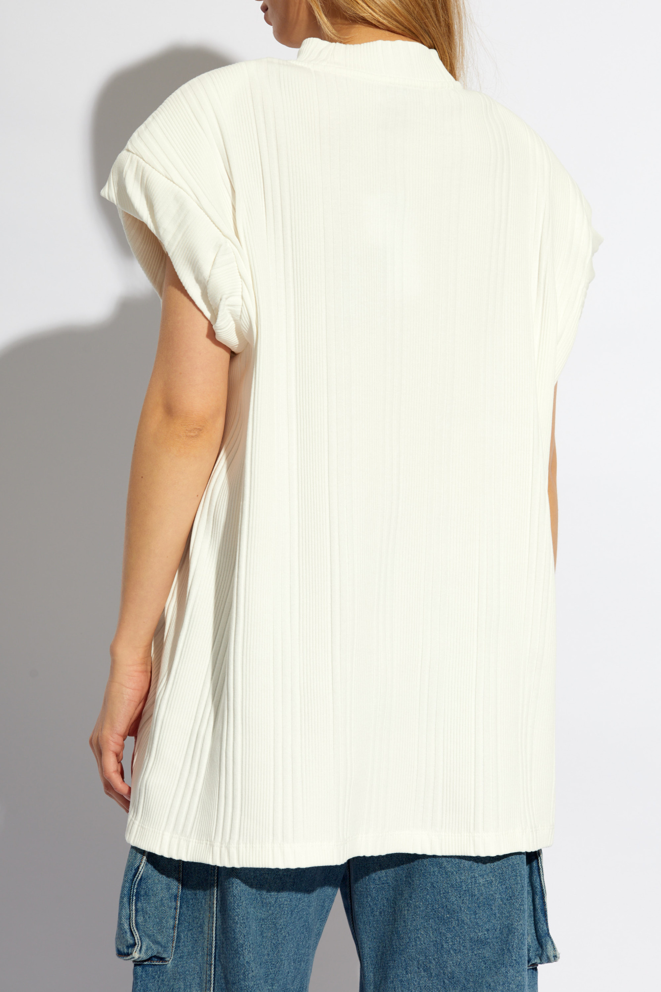 Attico Ivory Logo-raised Ribbed Top In White