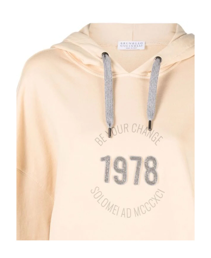 Brunello Cucinelli Logo-print Pullover Hoodie In Nude