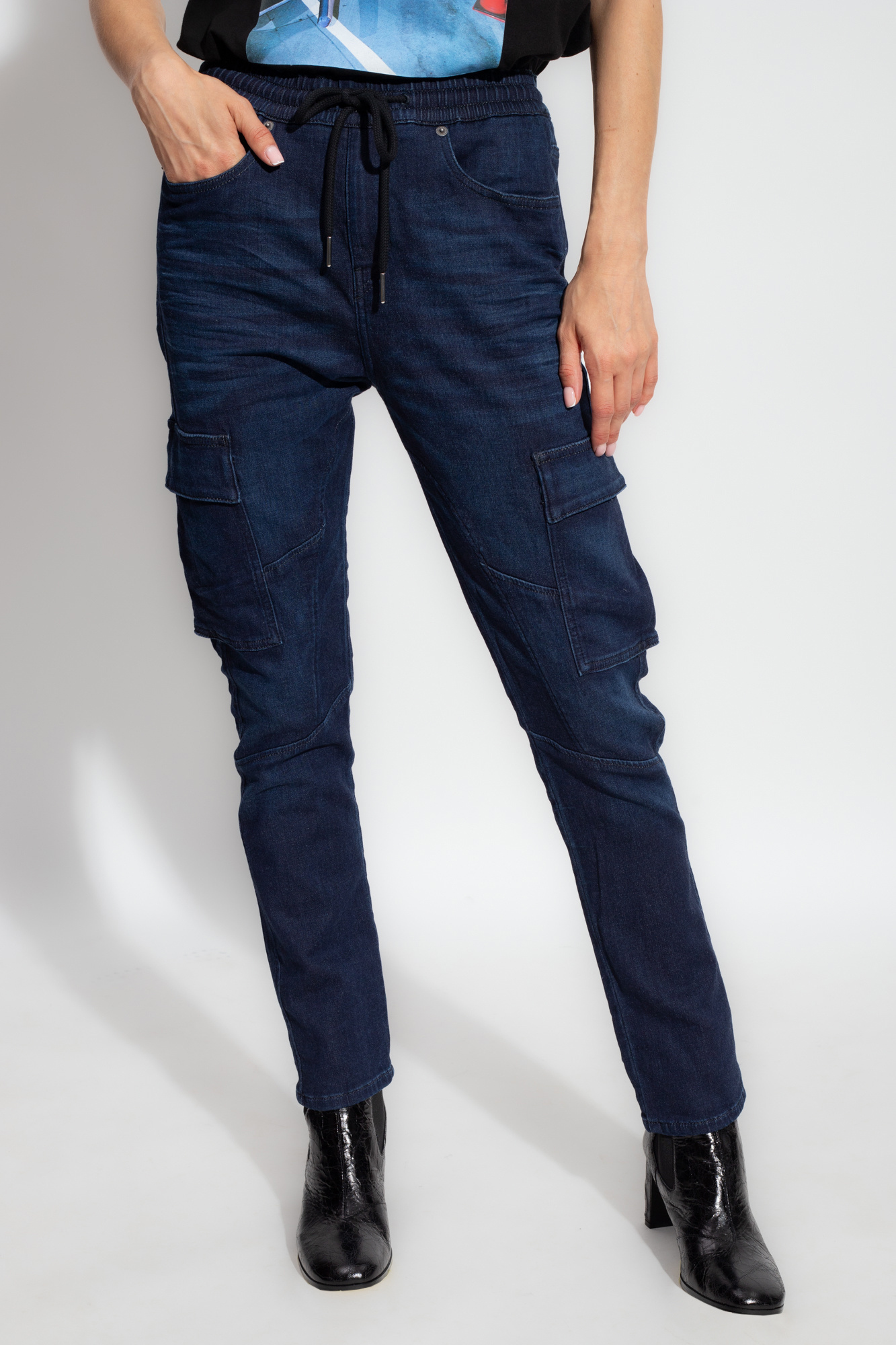 Shop Diesel D-ursy Track Slim-cut Jeans In Black