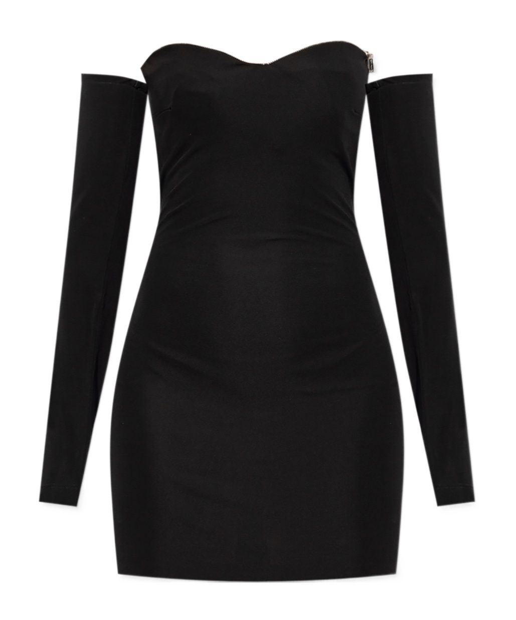 Dsquared2 Fitted Black Dress With Off-the-shoulder Sleeves And Sweetheart Neckline In Black