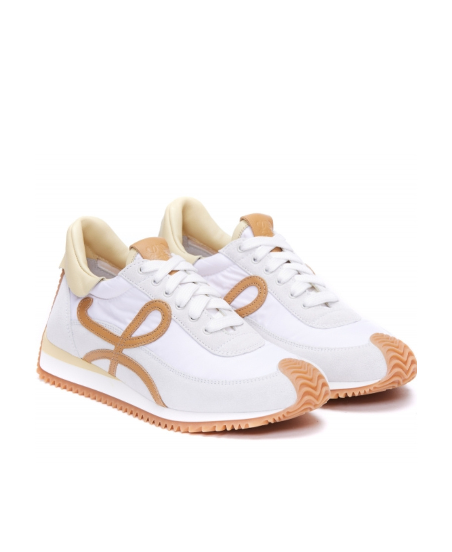 Loewe Flow Runner Leather-trimmed Shell And Suede Sneakers In White