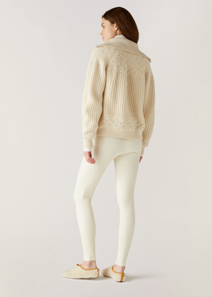 Loro Piana Diavolezza Rib Shearing Wool Leggings In White