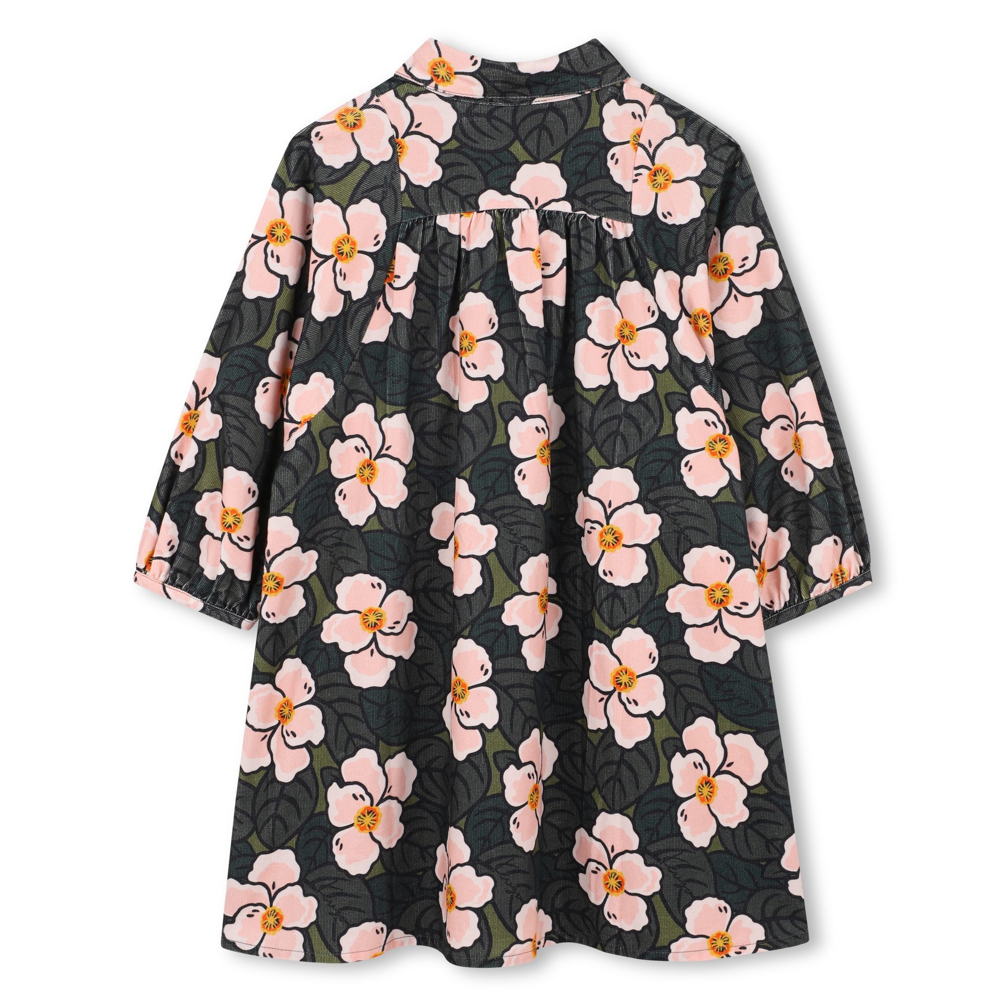 Kenzo Floral Print Button-up Shirt Dress In Black