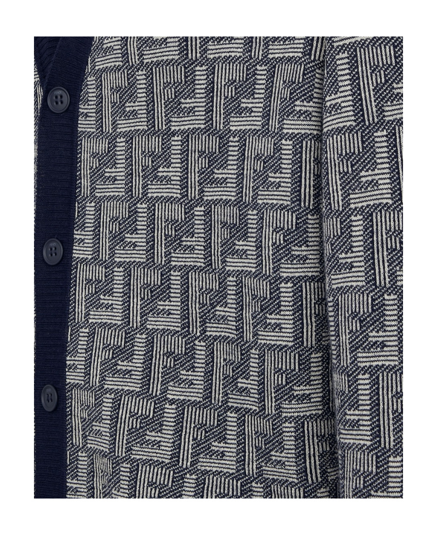 Fendi Monogrammed Buttoned Cardigan In Blue