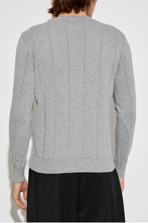 Eleventy Vertical-ribbed Cotton Sweater In Gray