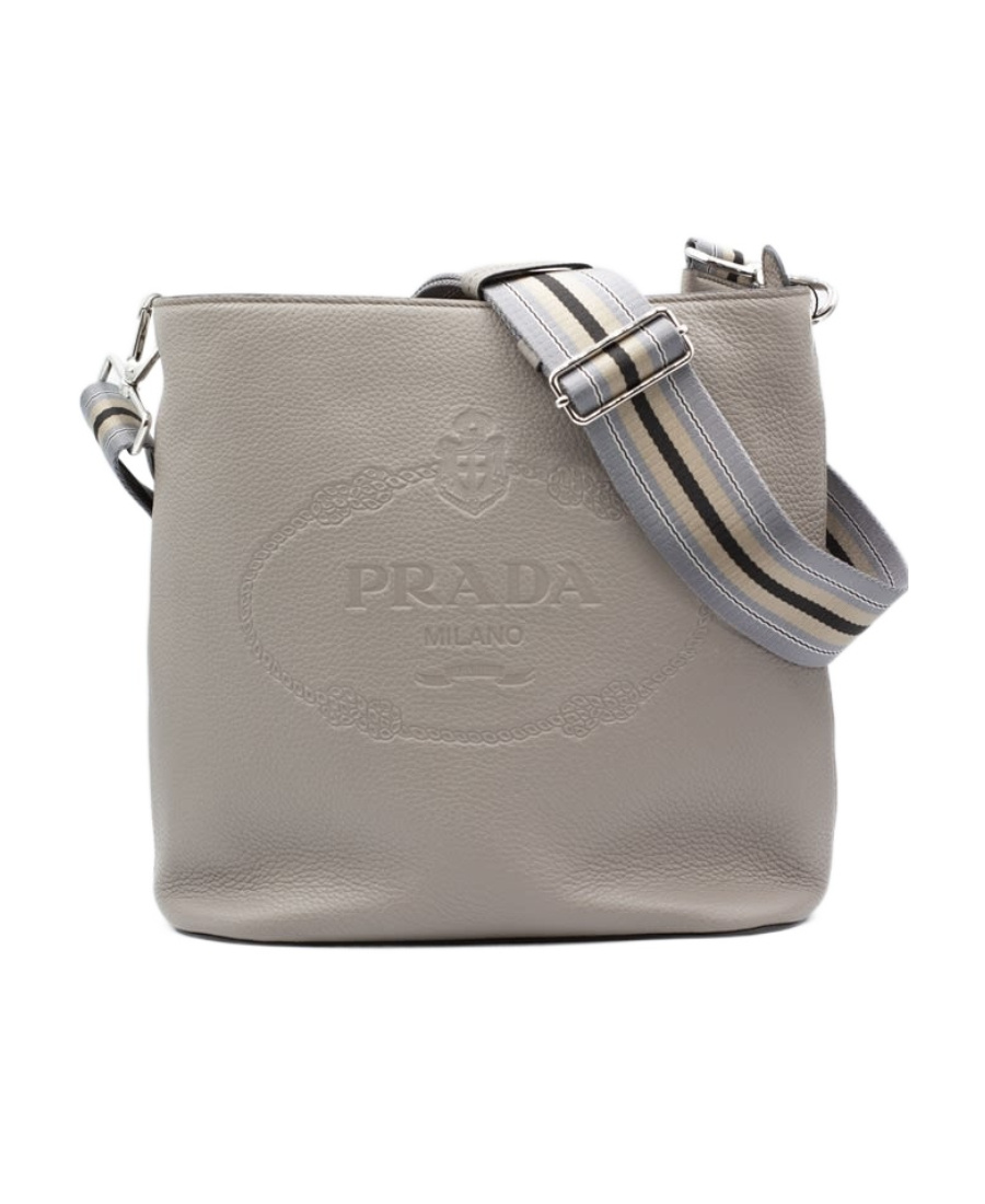 Prada Mini Panier Triangle-logo Bucket Bag In Gray