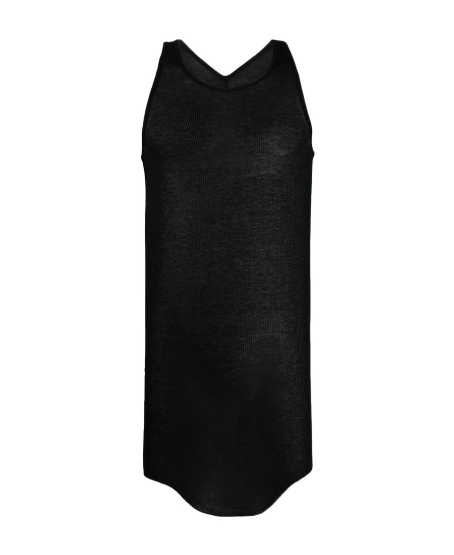 Rick Owens Semi-sheer Cotton Tank Top In Black