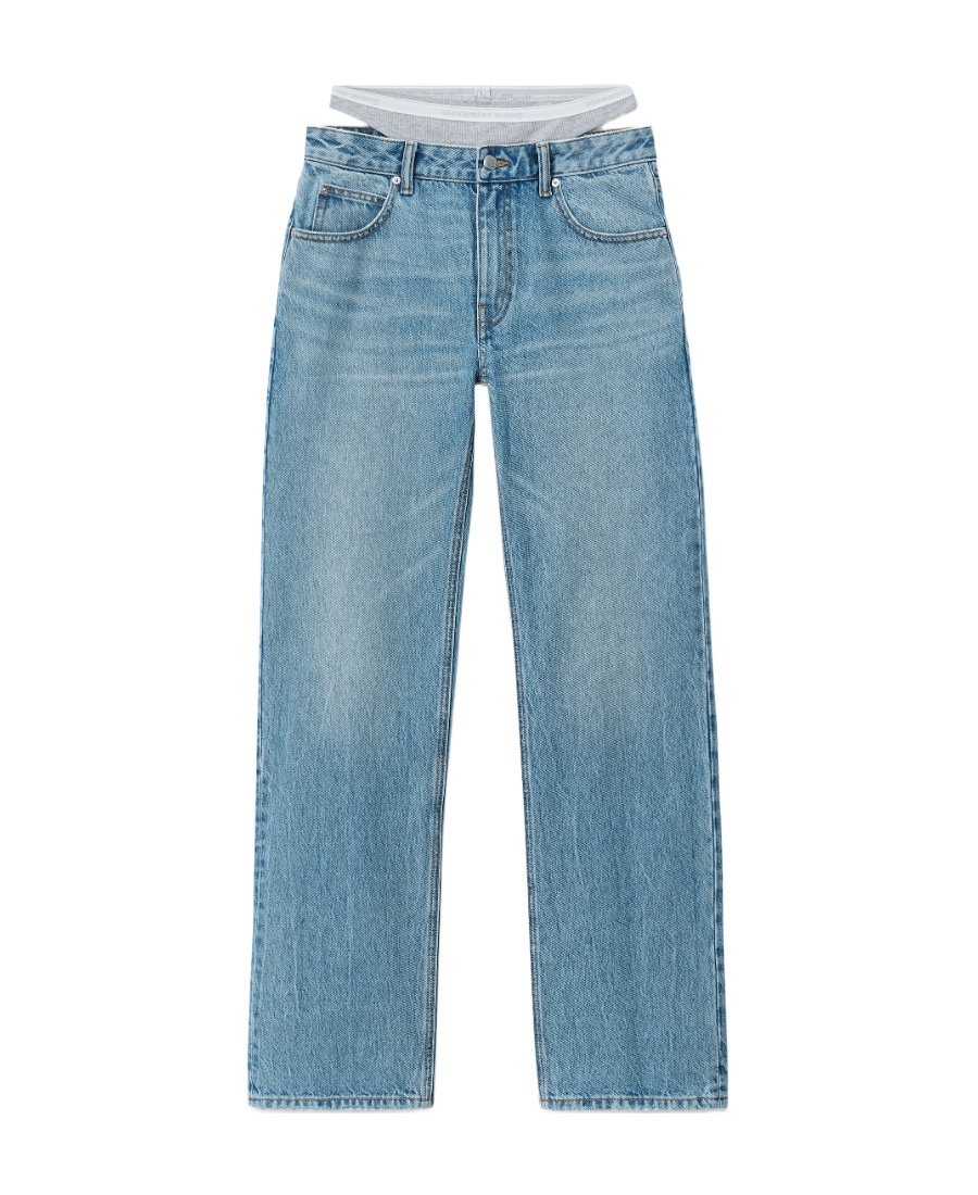ALEXANDER WANG LAYERED HIGH-RISE STRAIGHT-LEG JEANS