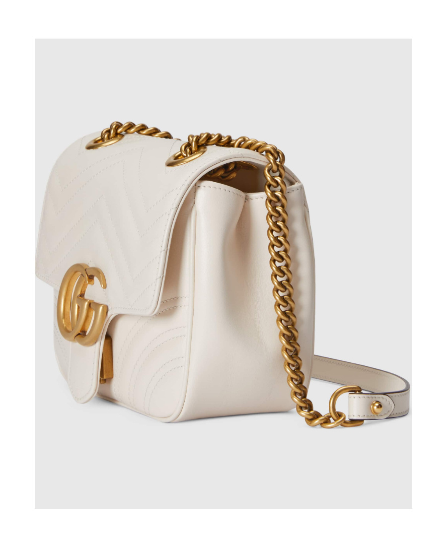 Gucci Mini Gg Marmont Matelassé Shoulder Bag In White