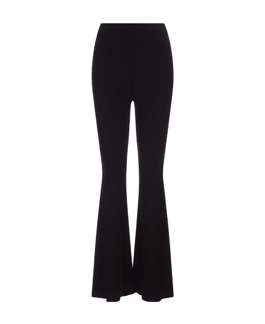 Stella Mccartney High Waist Flared Ribbed Joggers In Black