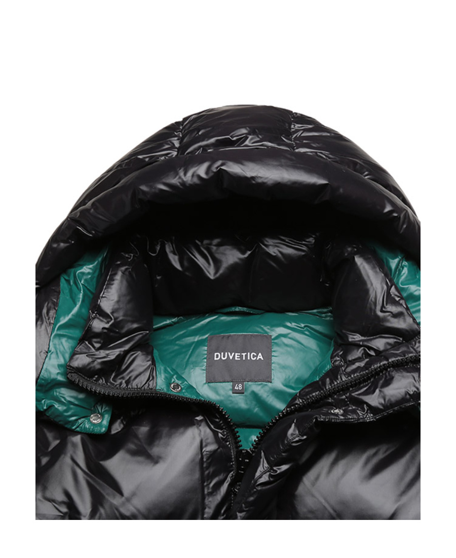 Duvetica Timavo Series Long Hooded Down Jacket In Black