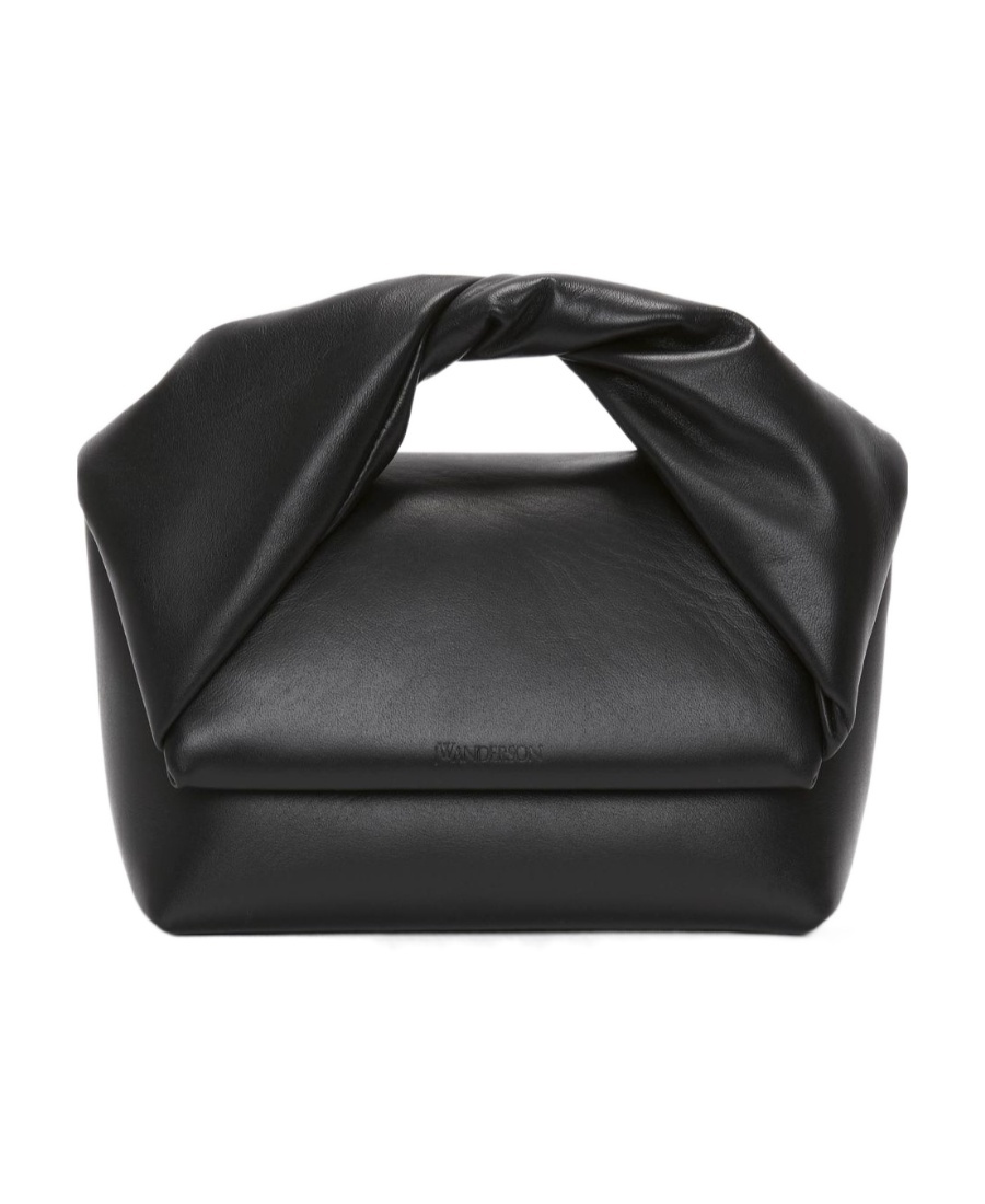 Jw Anderson Medium Twister Leather Tote Bag In Black