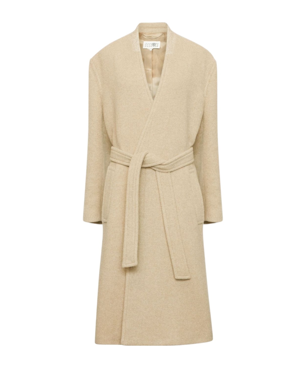 Shop Mm6 Maison Margiela Oversized Pile Coat In Nude