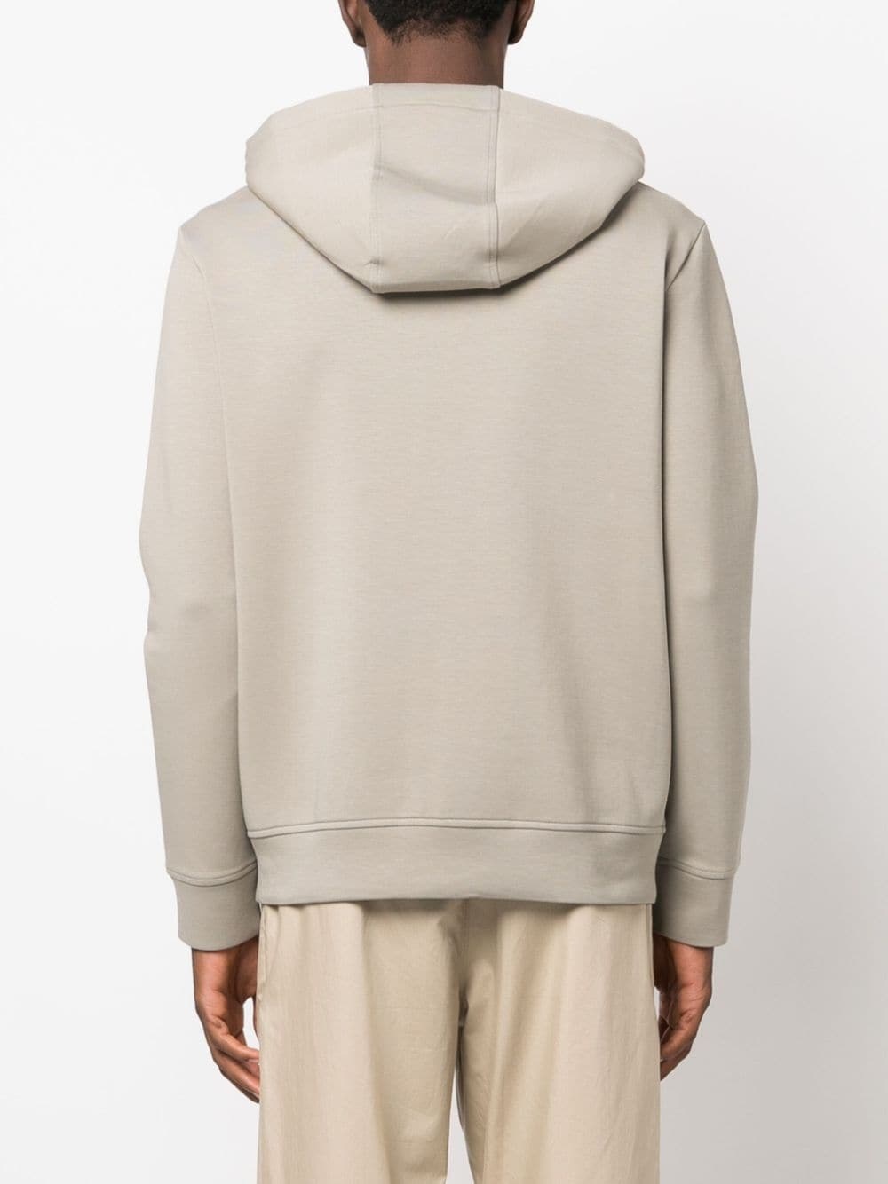 Emporio Armani Logo-embroidered Drawstring Hoodie In Nude