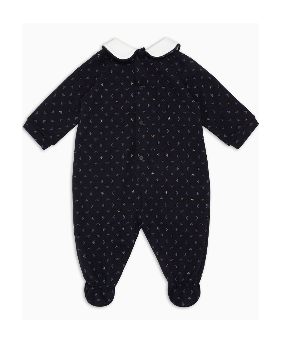 Emporio Armani Monogram-print Cotton Bodysuit In Black