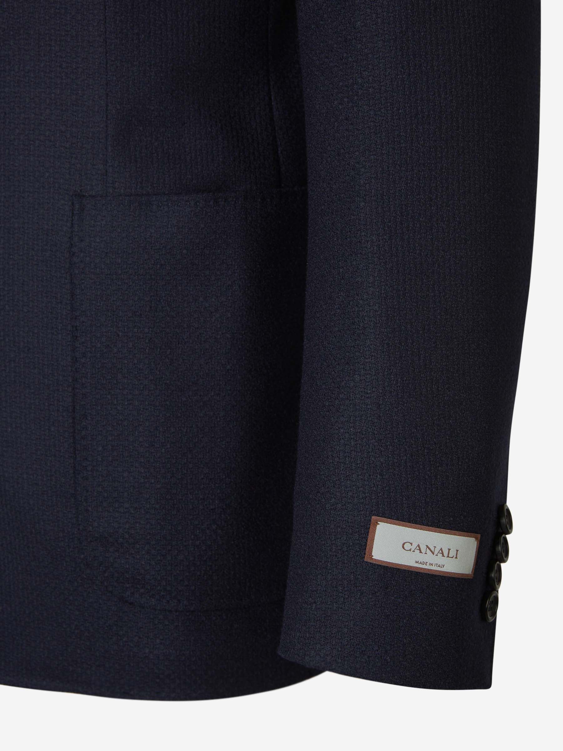 Canali Peak-lapels Wool-blend Blazer In Black