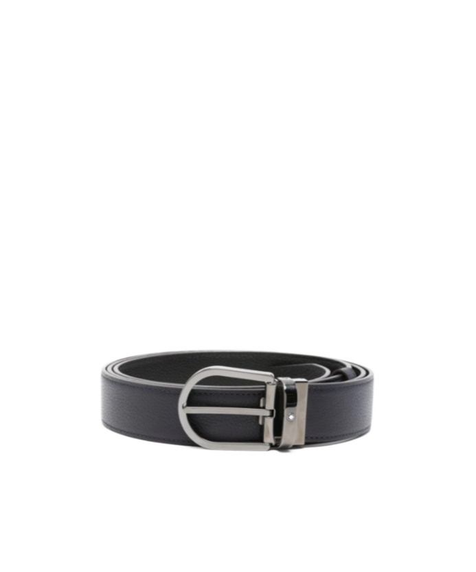 Montblanc Horseshoe-buckle Leather Belt In Black
