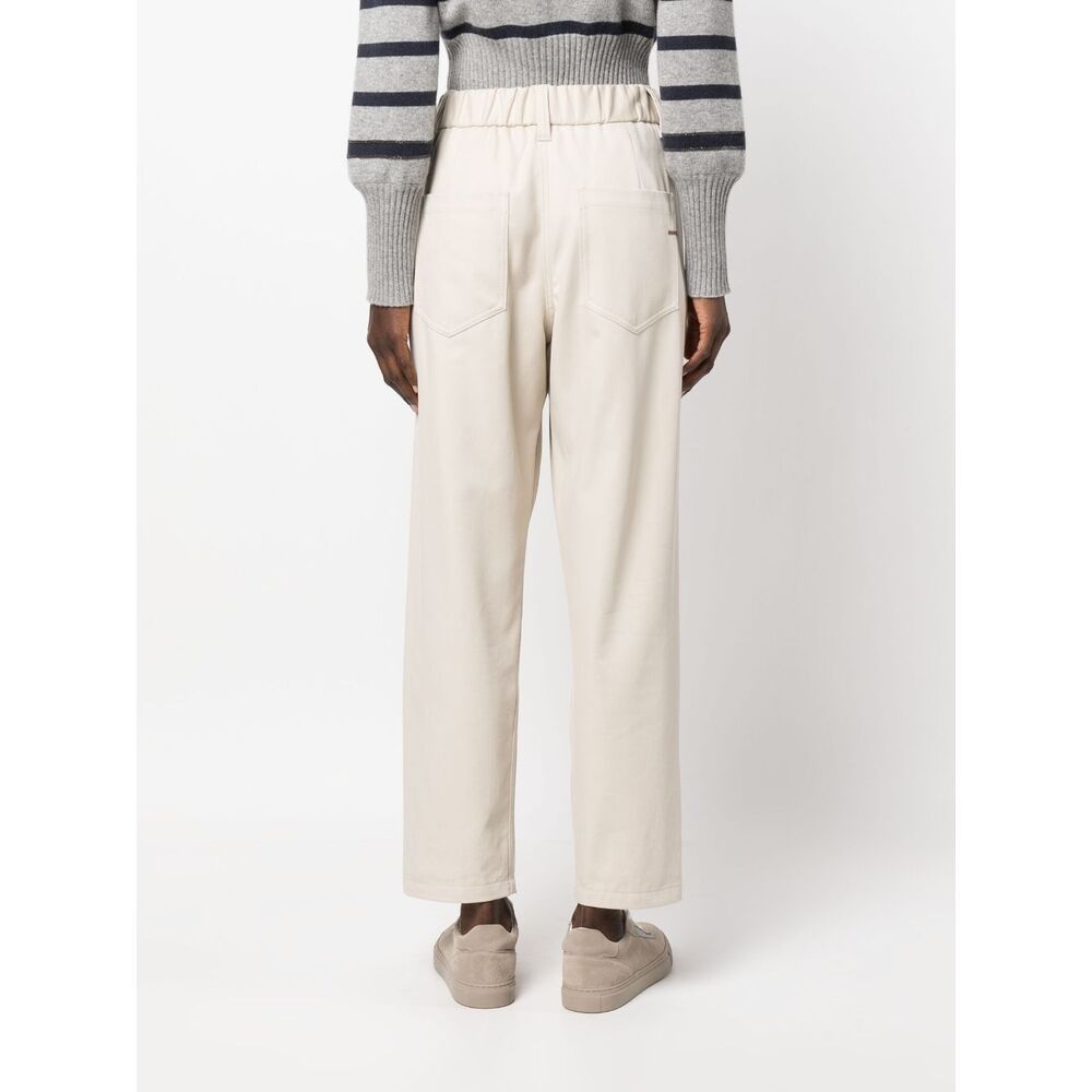 Brunello Cucinelli High Rise Baggy Trousers For Women In Neutral
