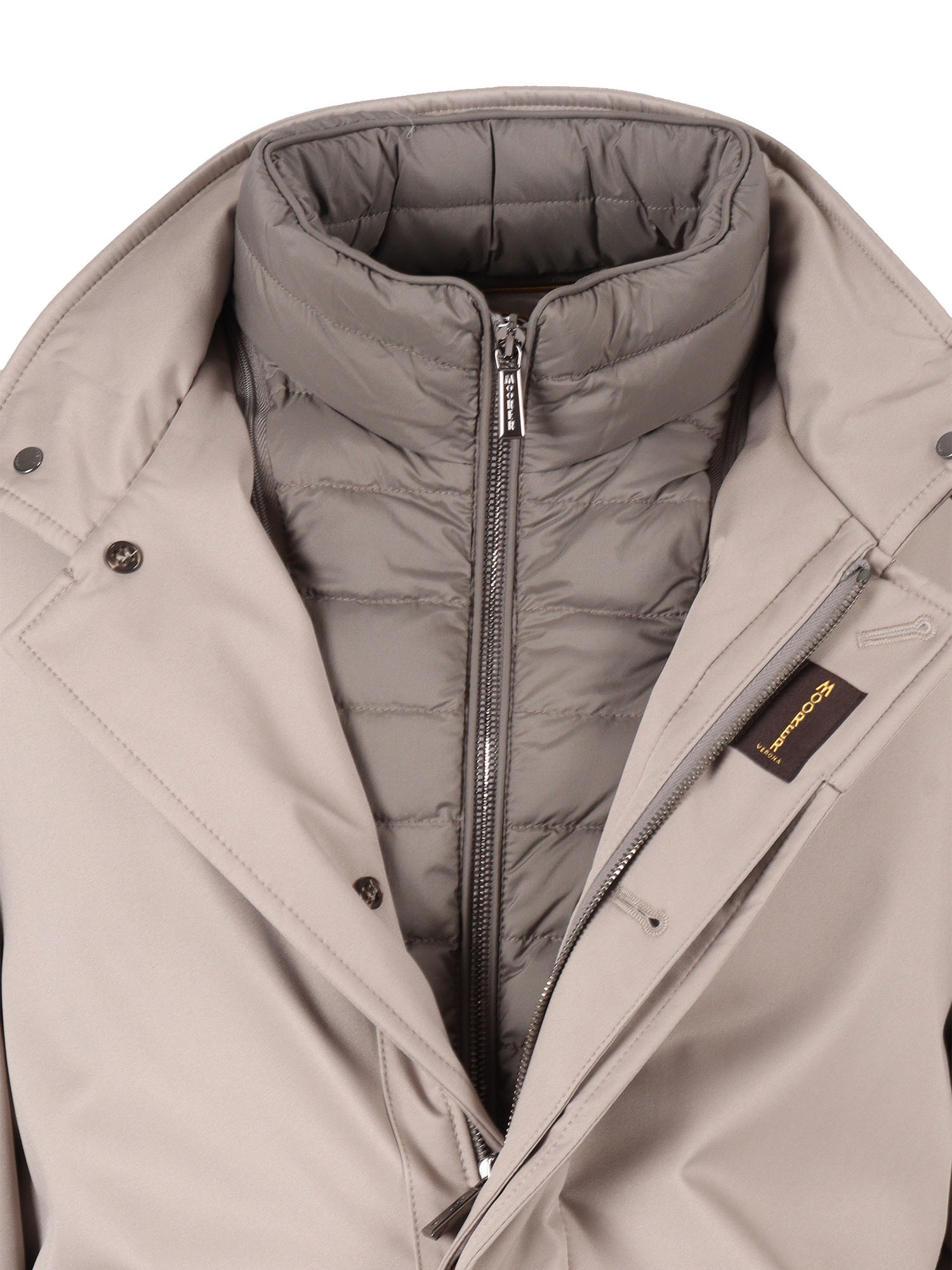 Moorer Buttoned Single-breasted Padded Jacket In Neutral