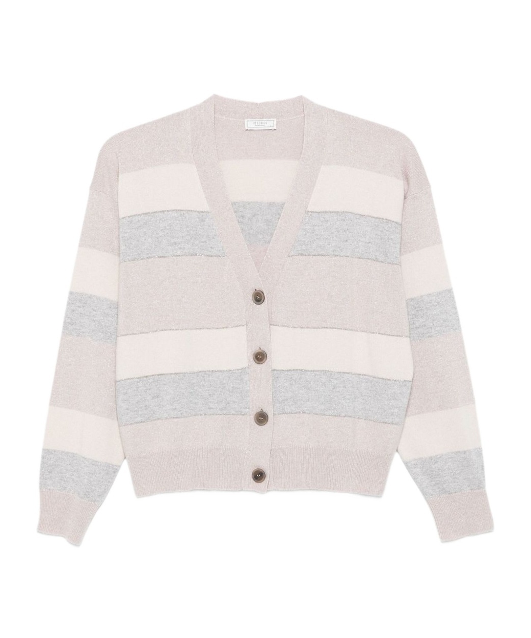 Peserico Striped Button-up Cardigan In Gray