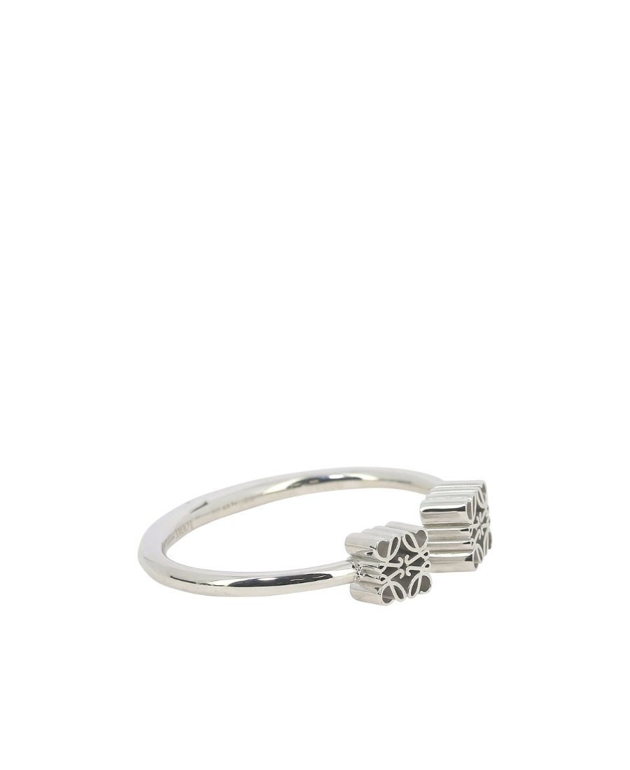 Loewe Sterling Silver Anagram Cuff Bangle In White