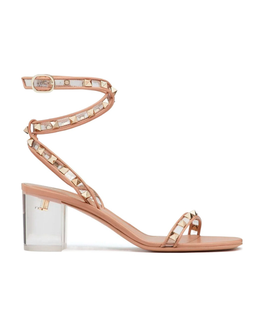 Valentino Garavani Rockstud Block-heel Sandals In Nude