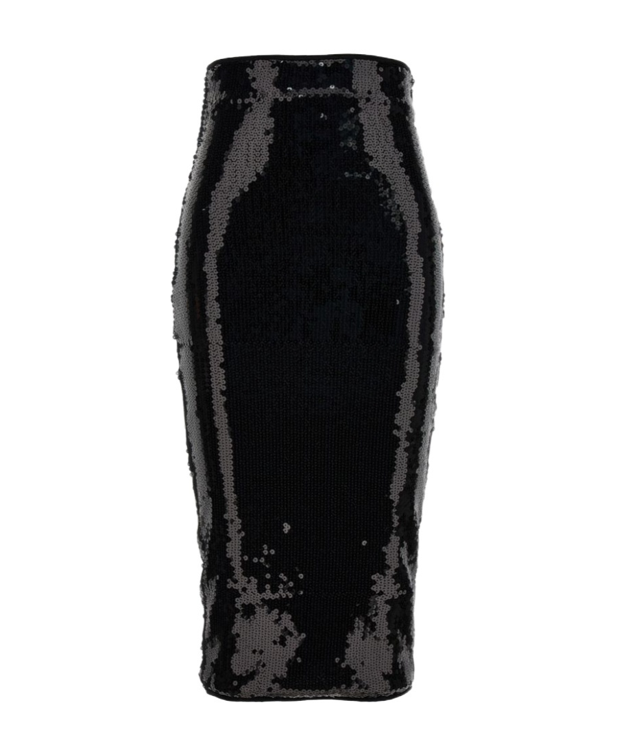 Alexandre Vauthier Black Mesh Midi Skirt In Black