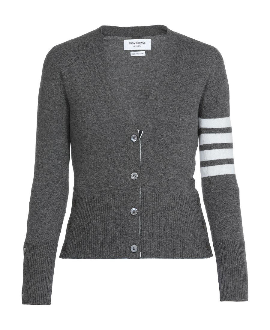 Thom Browne 4-bar Merino Wool Cardigan In Black