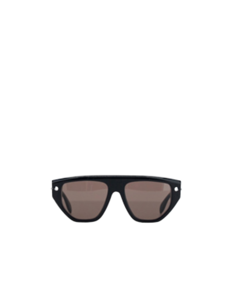 Alexander Mcqueen Spike Studs Geometric-frame Sunglasses In Brown
