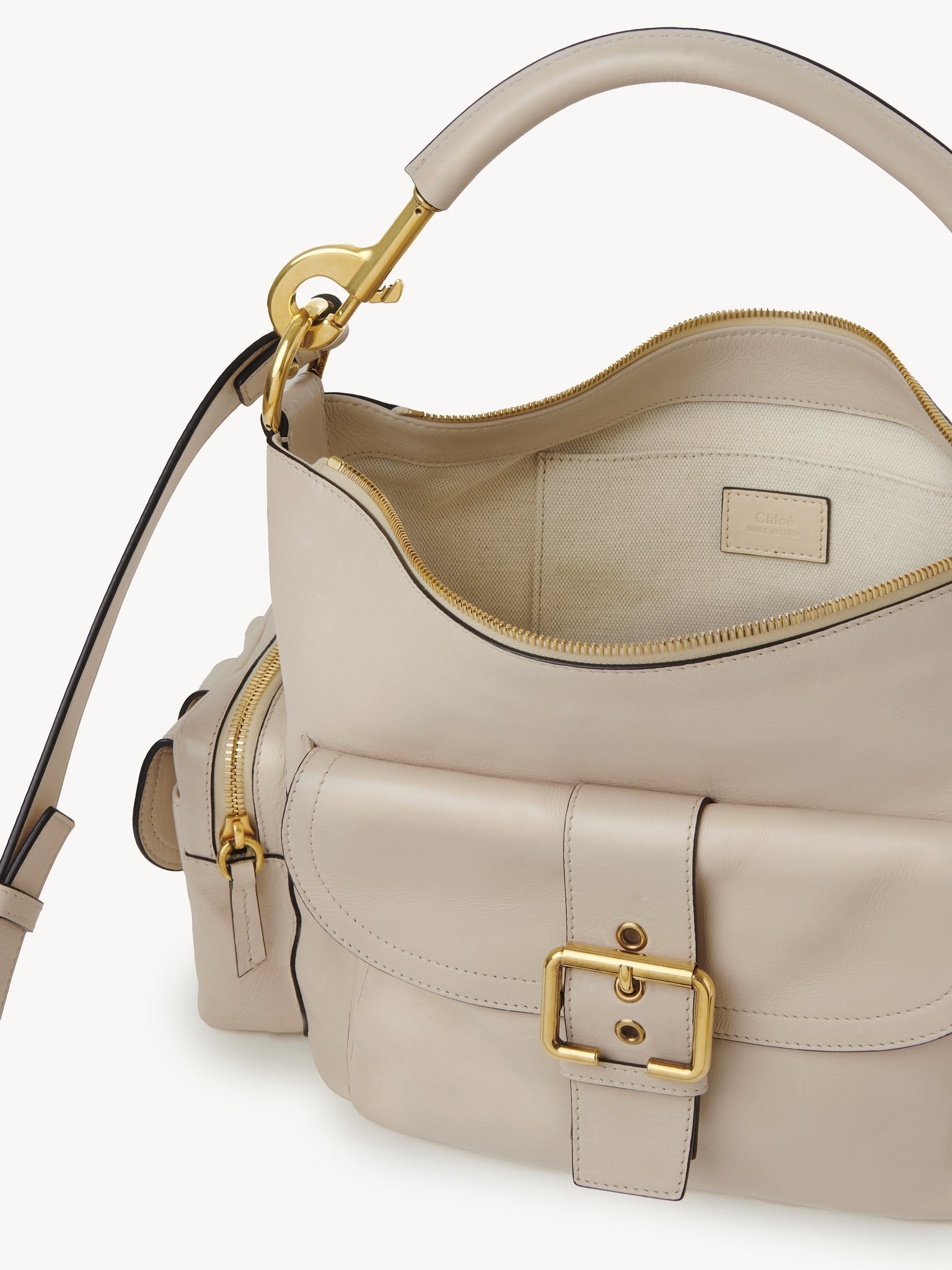Chloé Camera Bag Medium In Natural Shiny Calfskin In Nude