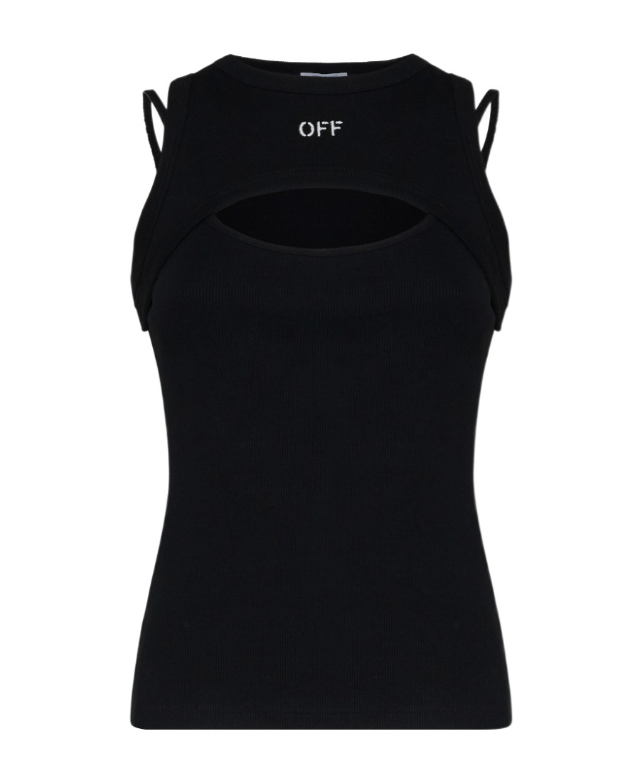 Off-white Layered Sleeveless Top With In Black