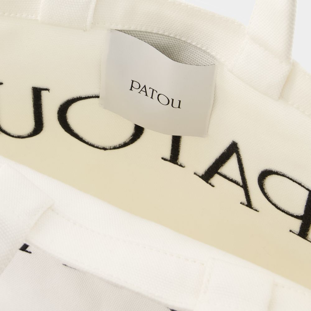 Patou Vertical Shopper Bag In White