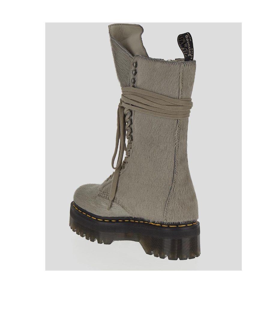 Rick Owens Logo Lace Up Boots In Gray