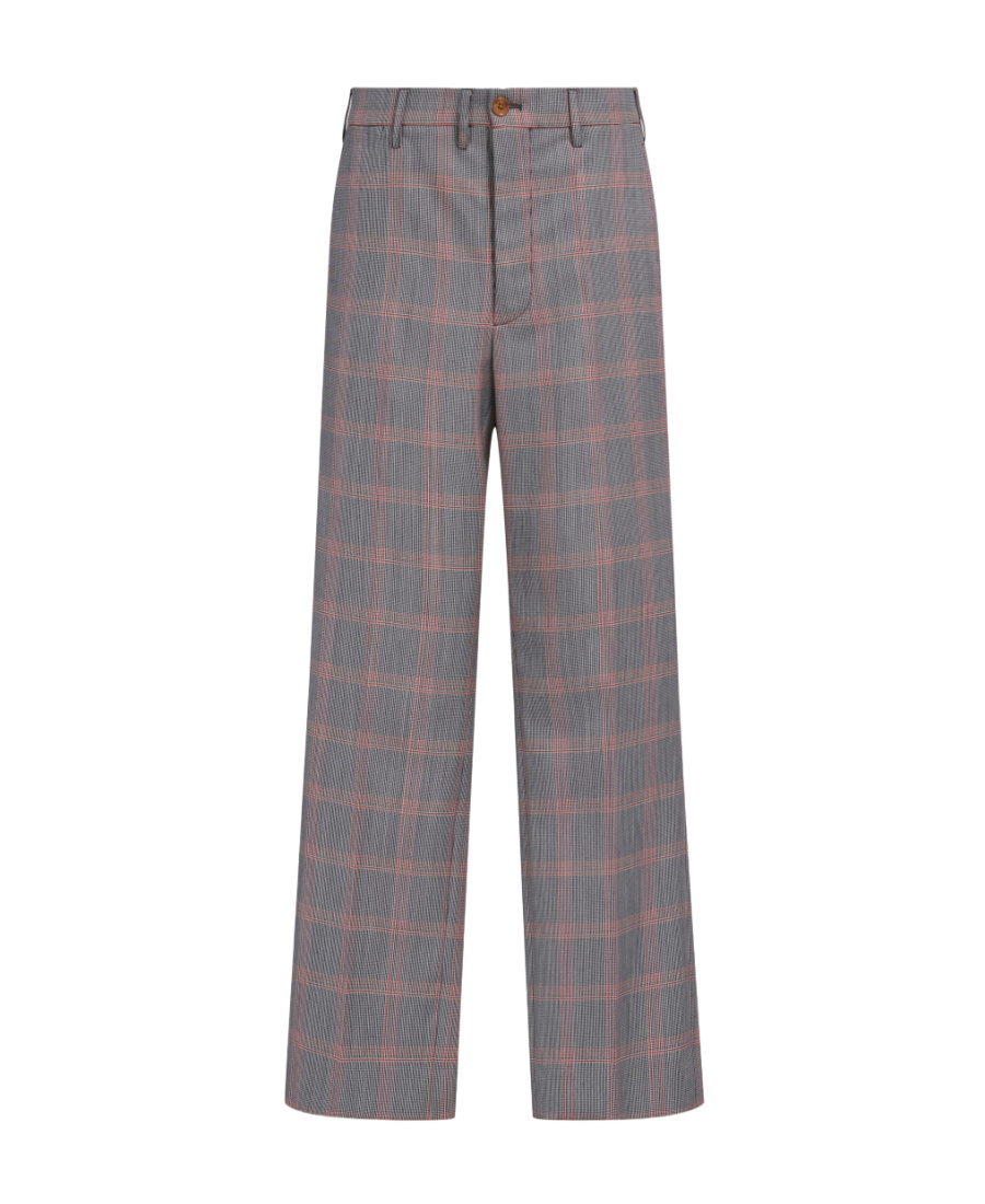 Marni Checked Virgin Wool-blend Trousers In Gray
