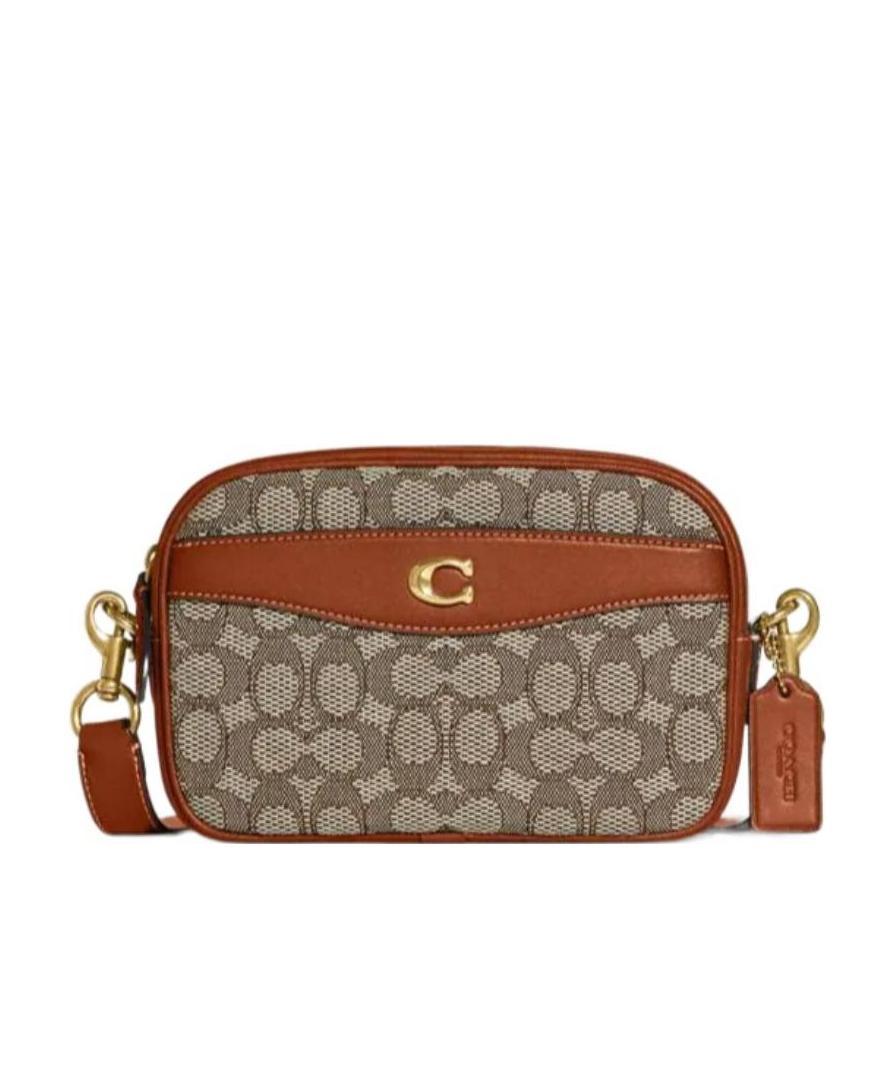 Coach Signature Textile Jacquard Camera Bag In Brown