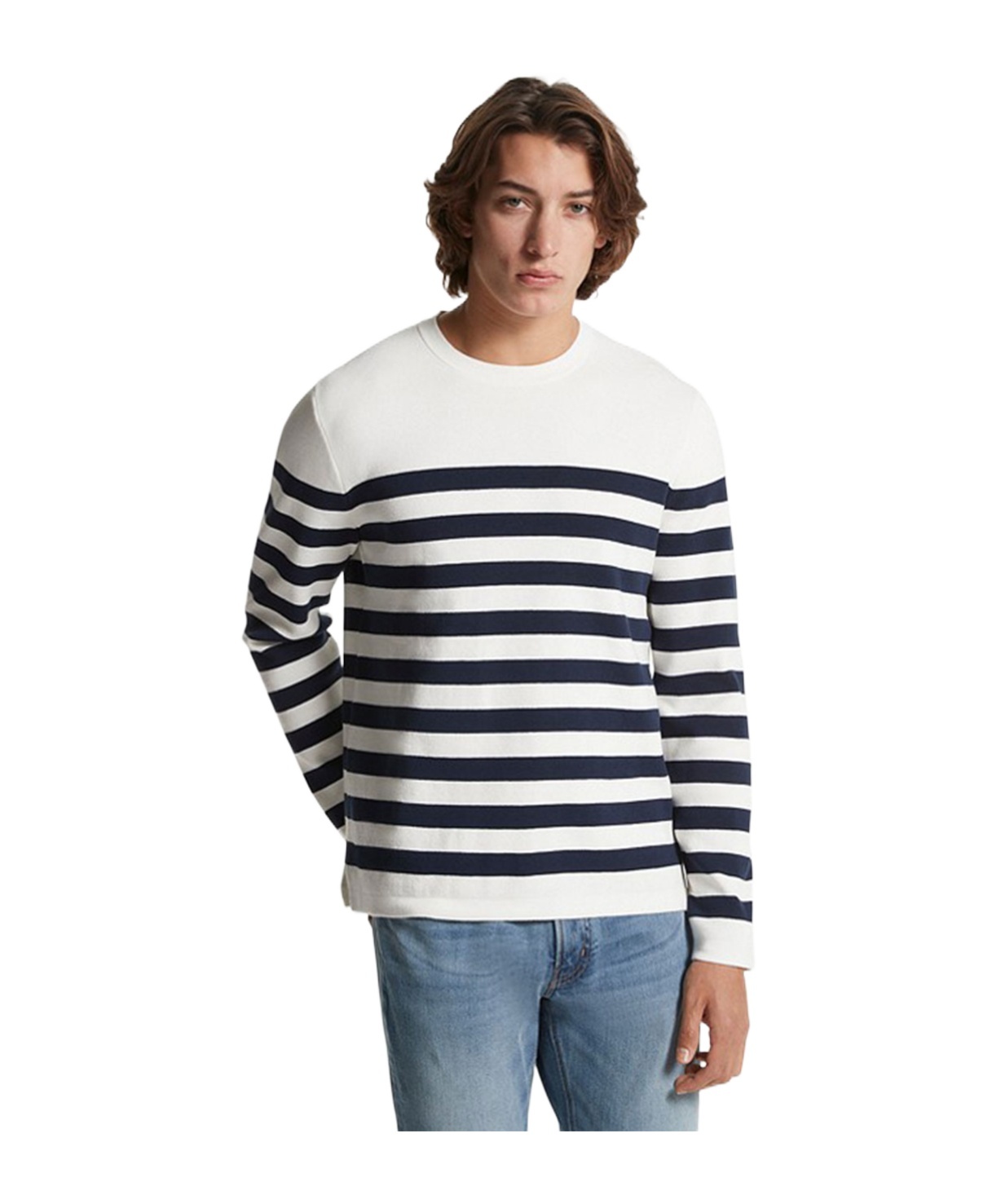 Michael Kors Striped Cotton Crew Neck Sweater In Multicolor