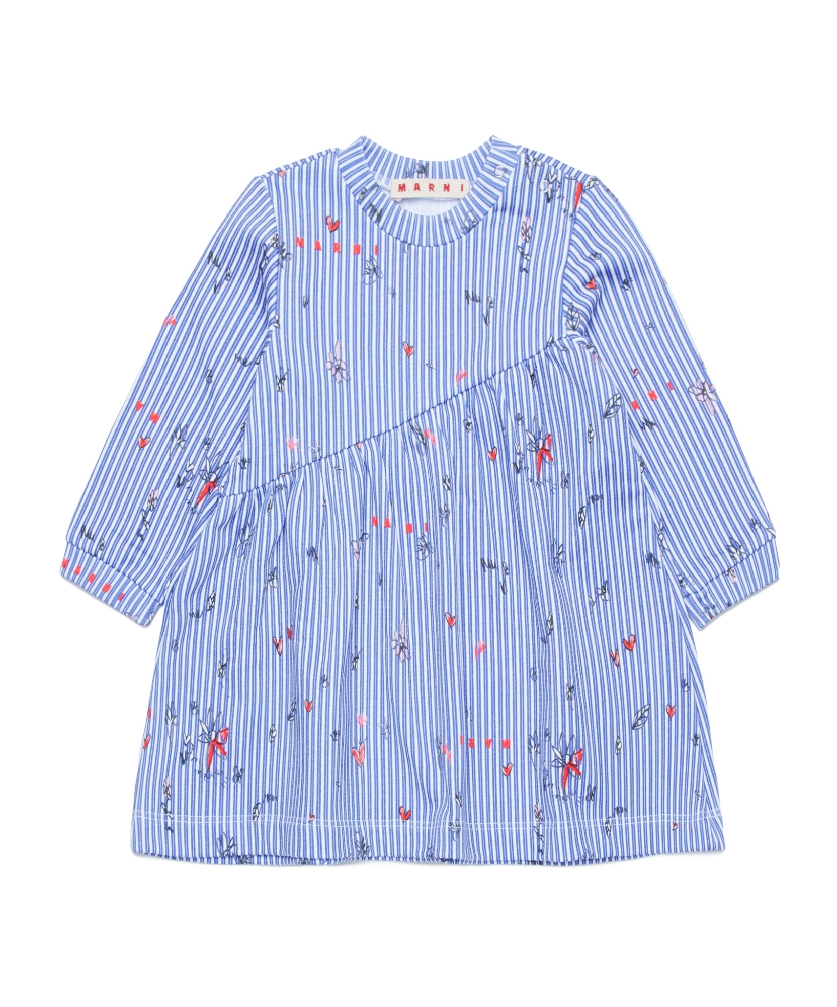 Marni Stripe-print Cotton Dress In Blue
