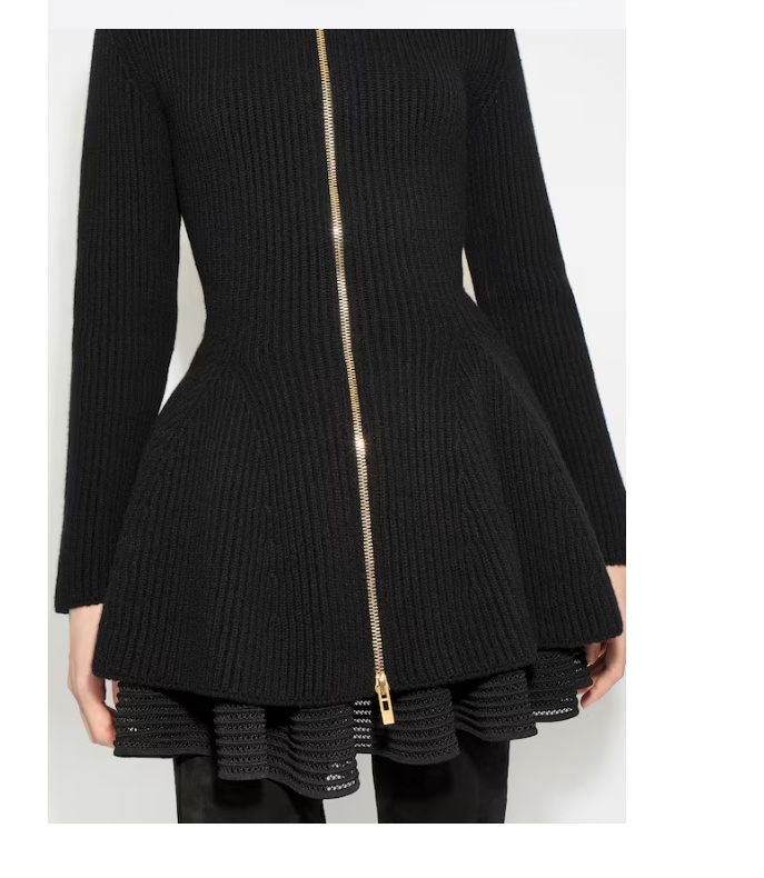 Alaïa Ribbed Wool And Cashmere-blend Peplum Cardigan In Black