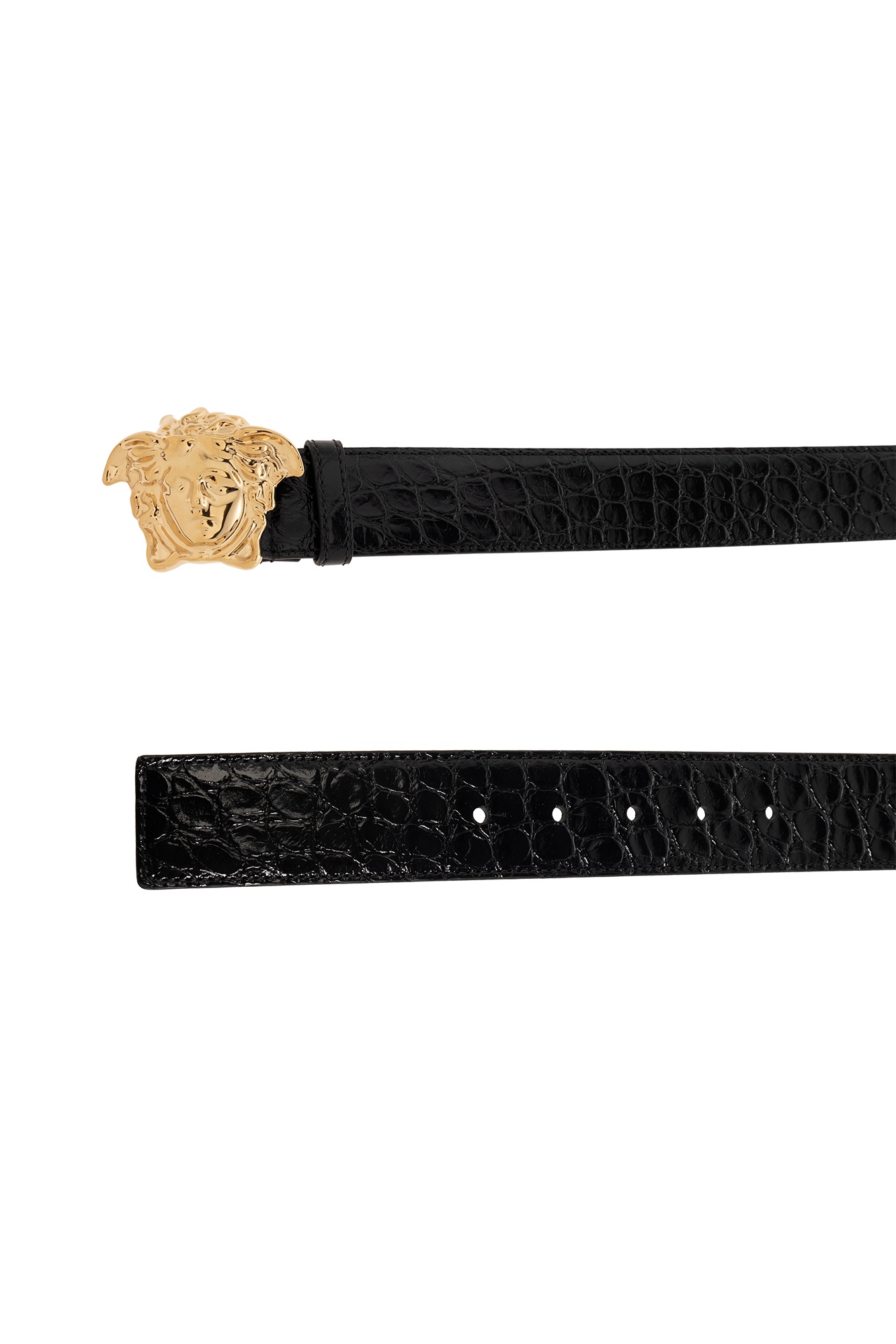 Shop Versace Medusa Head Embossed Belt In Black