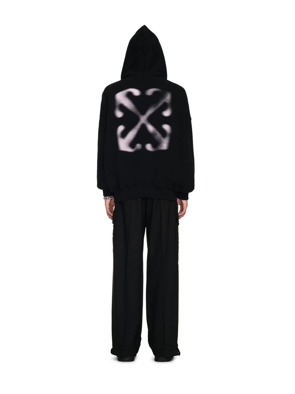 Shop Off-white Logo-embroidered Cotton Hoodie In Black