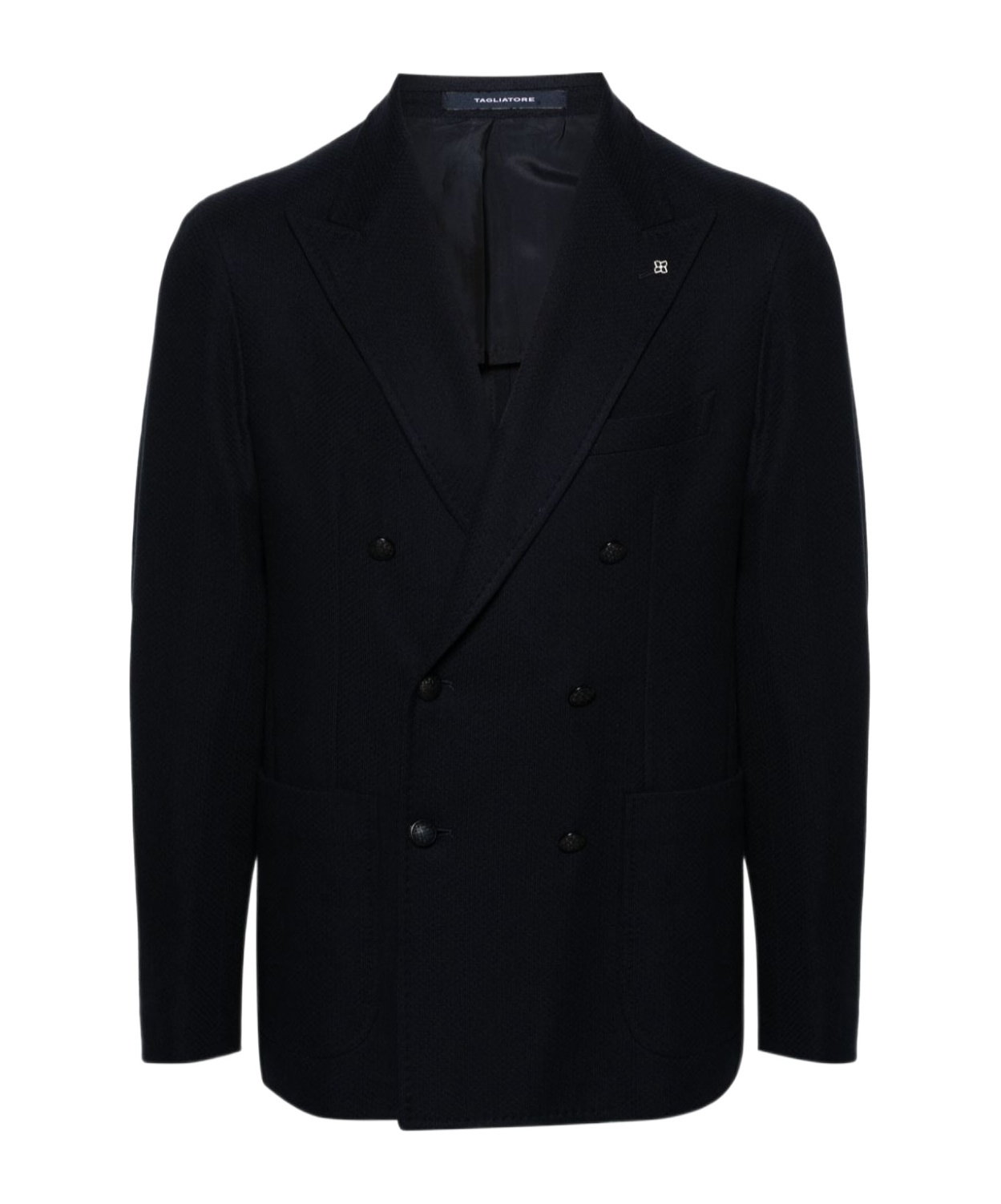 Shop Tagliatore Double-breasted Cotton Blazer In Black