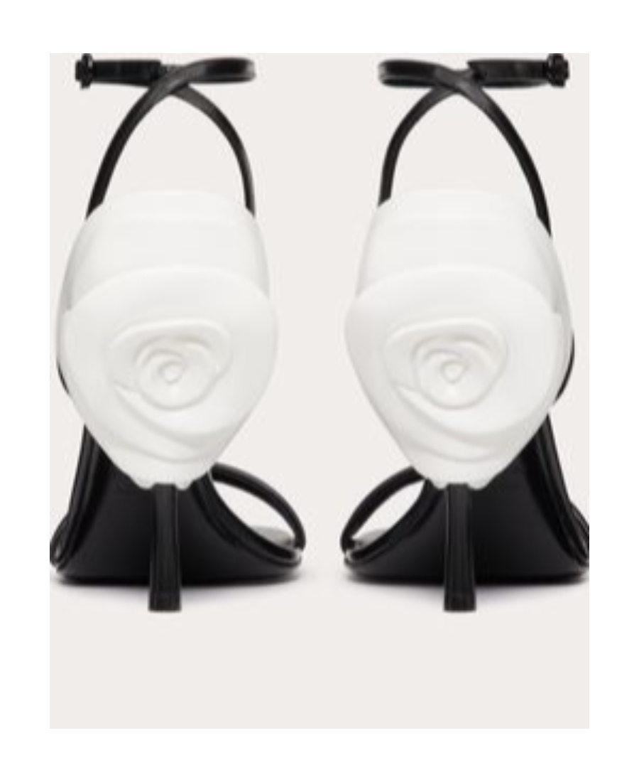 Valentino Archive Roserouche 100 Leather Sandals In Black